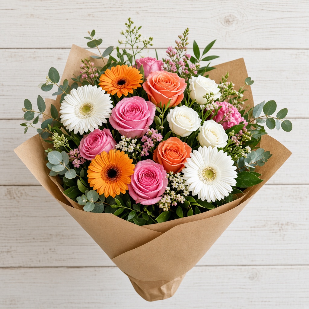 Pink, orange and white bouquet